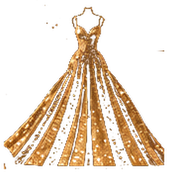 Vestido de gala largo con brillo dorado